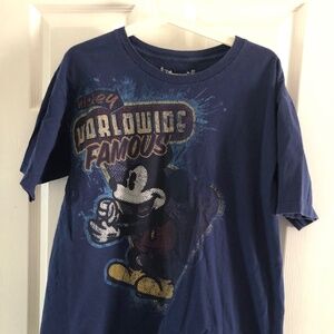 Disney Store Men’s L Blue T-Shirt Worldwide Famous Mickey Mouse Pop Art